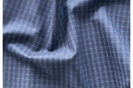 Lighter-Weight Navy Check&nbsp;Wool Flannel (Made in Italy)