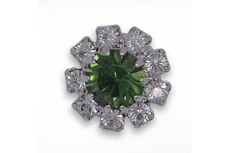 9/16" Sparkling Emerald Green Rhinestone Button (Made in Switzerland)