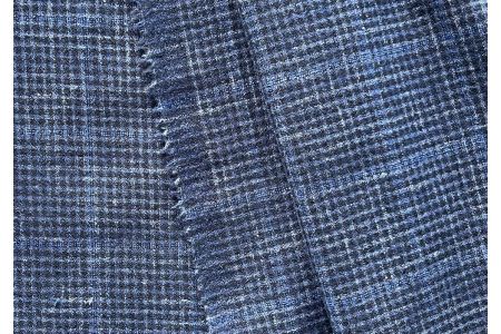 Lighter-Weight Subtle Ultramarine Blue, Black & White Wool Plaid