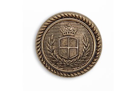 Shield & Crown Antique Gold Metal Button (Made in Germany)