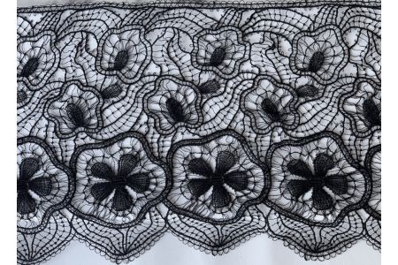 10" Onion Dome-Inspired Black Cotton Venise Lace Trim (Made in Italy)