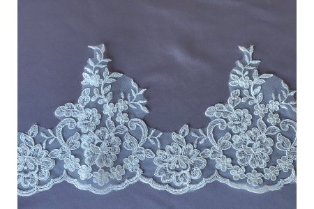 6" Light Ivory Sequined Alençon Style Lace Trim