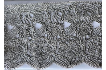 8" Cool Khaki&nbsp;Intricate Floral Cotton Venise Lace Trim (Made in Italy)