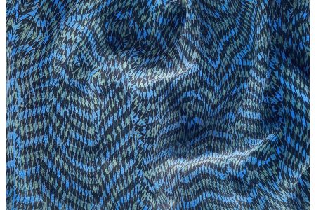 Semi-Sheer Pine, Marine & Black Puppy-Tooth Silk Georgette (Made in Italy)