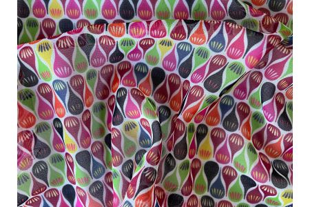  Parakian Tropical Gummy Mid-Century Droplets Polyester Georgette  (Made in Italy)