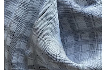 Subtly Checked Pearl Gray&nbsp;& Ivory Stretch Viscose (Made in Italy)