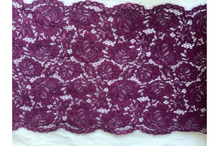 Solstiss Corded Boysenberry Alençon Lace Trim (Made in France)