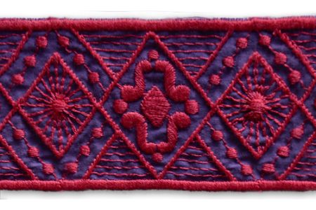 2 3/4" Geometric Diamonds Kilim-Inspired Embroidered Trim