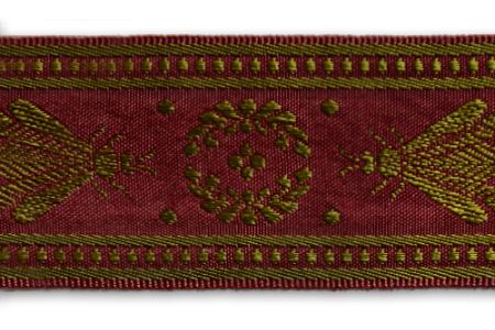 2 3/4" Garnet Royal Bees Vintage Woven Ribbon (Made in France)