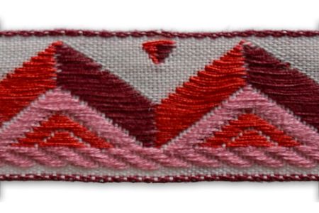1" Crimson & Pink Chevron Woven Cotton Ribbon