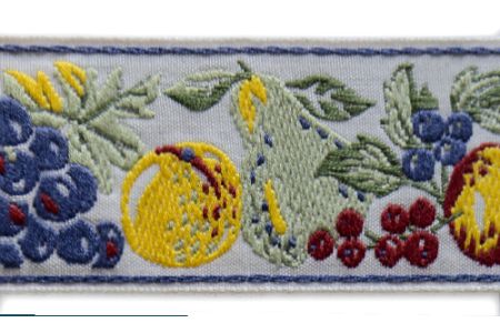 1 3/4" Fruity Carmen Miranda Woven Cotton Ribbon (Made in France)