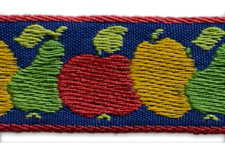 3/4" Navy Tutti-Frutti Woven Ribbon